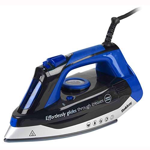 Beldray Soldador BEL0562-VDE MAX Steam Pro con Enchufe Europeo | función de Vapor Continuo| 380 ml| 3000 W | Negro/Azul | Ideal para Cortinas